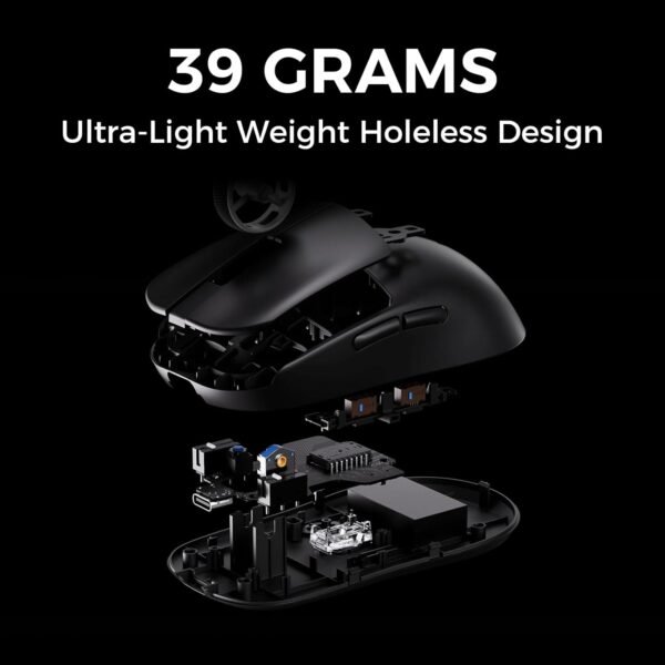 L7 Pro Wireless Gaming Mouse, PAW3395 26K Sensor, Wireless/Wired Dual 8K Polling, 39g Ultra-Light Weight, 2.4GHz RF/BT/Wired Tri-Mode Connection (Pro-PAW3395 26K Sensor, White)