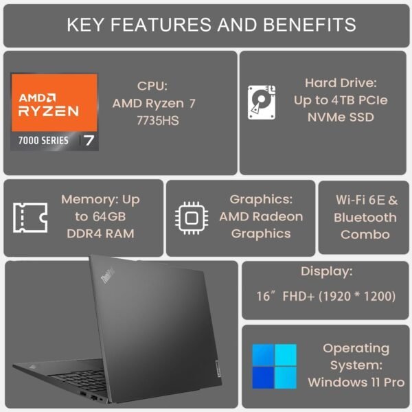 61pBfxx6yyL._AC_SL1500_ Lenovo ThinkPad E16 G2 Laptop Review Powerful Ryzen 7 Performance and Premium Features