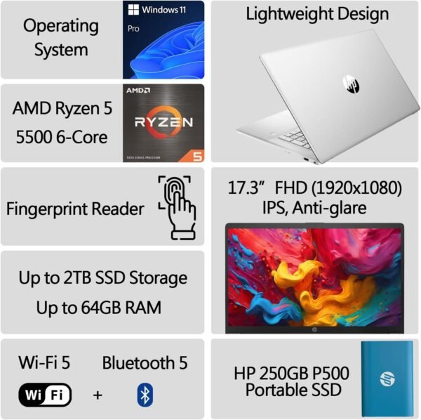715JLCdVXrL._AC_SL1500_ HP 17 Inch Laptop Review AMD Ryzen 5 Performance and FHD Display Insights