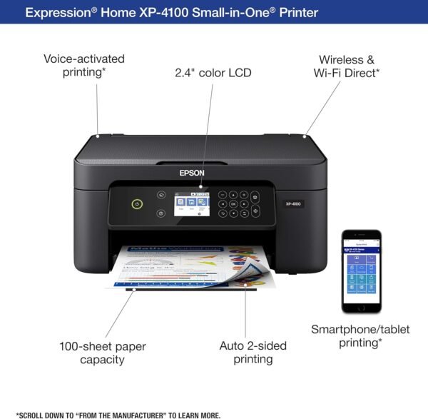 81AvV5BurXL._AC_SL1500_ Epson Expression Home XP-4100 Wireless Color Printer review compact design with great features