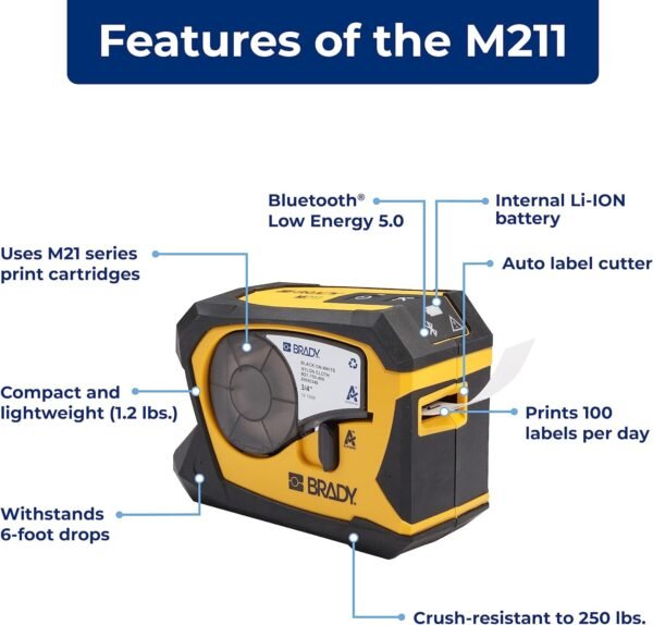 81jd4NVZreL._AC_SL1500_ Brady M211 Portable Label Printer Review Compact Design and Bluetooth Efficiency